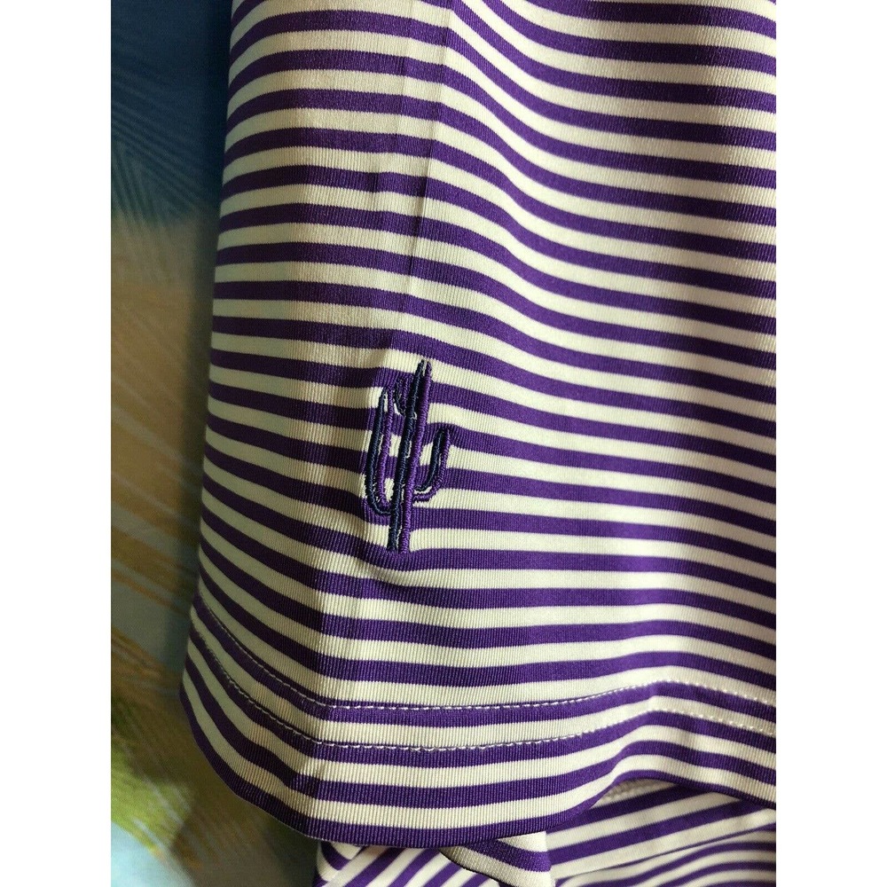 Ralph Lauren RLX Men's Polo Shirt Stripe Purple And White Size XL - Picture 6 of 7